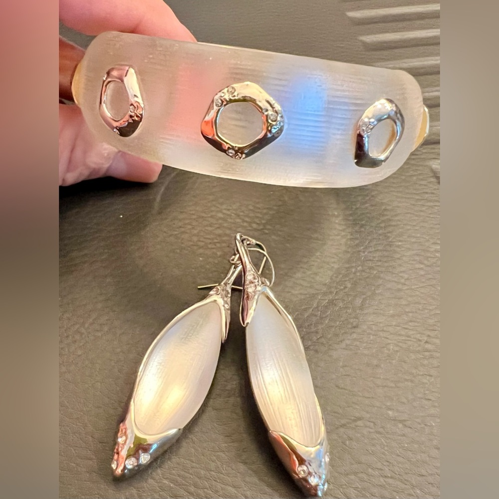 Alexis Bittar White and Silver Lucite Set